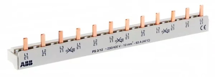 Гребенчатая шина ABB PS3/12 3-полюсная 12 модулей 63А