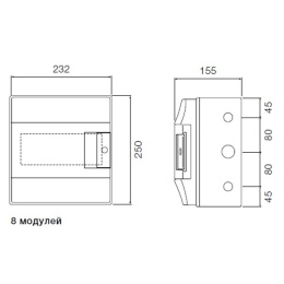 Влагозащищенный настенный щиток ABB Mistral65 8М прозрачная дверь с клеммным блоком 65P08X12A 1SLM006501A1201